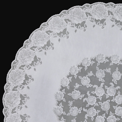 1988  Скатерть-клеенка круглая 152 см Towa, серия Dia Rose ажурная белая 