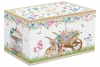 EL-R1318/SPBL Подставка для яйца 6,5 см, набор 2 штуки, Easy Life, Spring Bloom, декор пасхальный Кролики и корзина