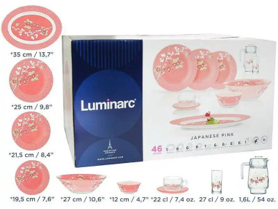 N6260 Столовый сервиз на 6 персон 46 предметов LUMINARC, декор "JAPANESE PINK"