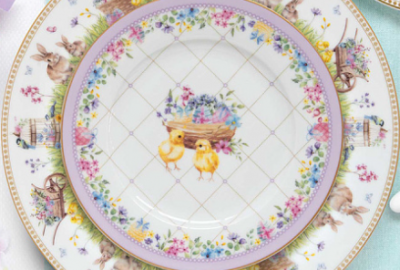 EL-R1318/SPBL Подставка для яйца 6,5 см, набор 2 штуки, Easy Life, Spring Bloom, декор пасхальный Кролики и корзина